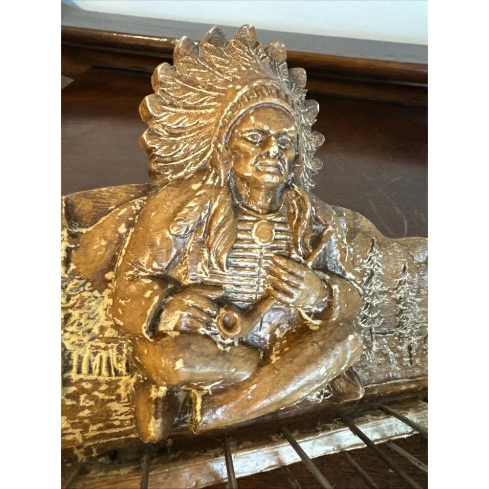 Vintage Niagra Falls Native American Smoking Pipe Tie Hanger Jewelry Storage Org